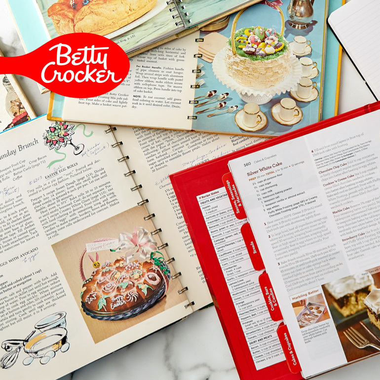 Lifestyle image of multiple Betty Crocker Cookbooks