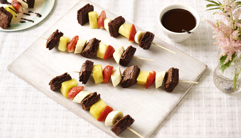 Brownie and Fruit Skewers