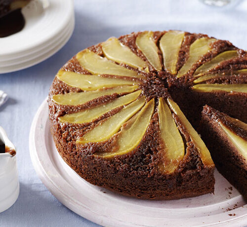 Chocolate Pear Upside Down Cake Recipe