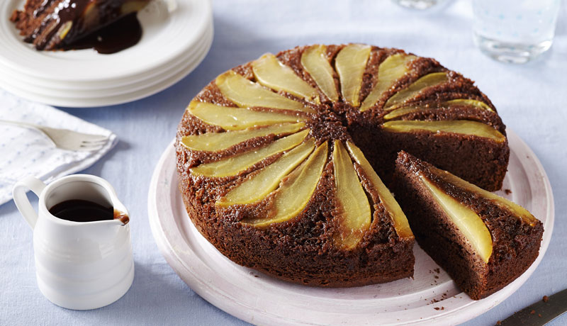 Chocolate Pear Upside Down Cake Recipe