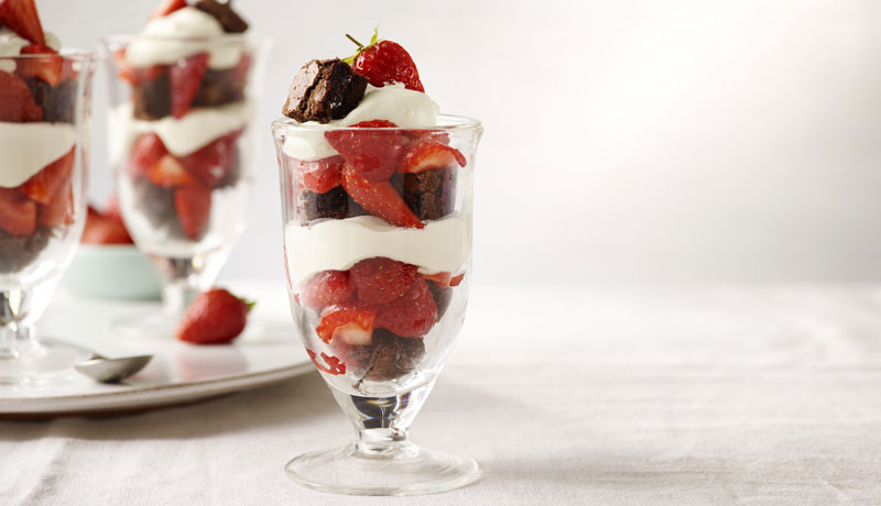 Gooey Salted Caramel Brownie Fruit Sundaes