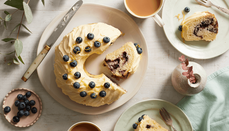 Lemon and Blueberry Swirl Bundt Cake
