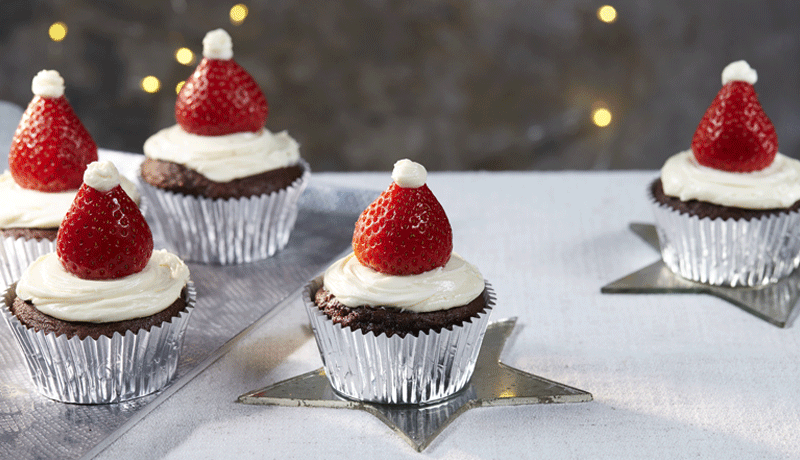 Santa Hat Cupcakes