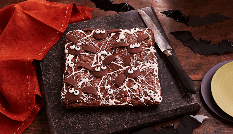 spooky halloween cobweb brownies